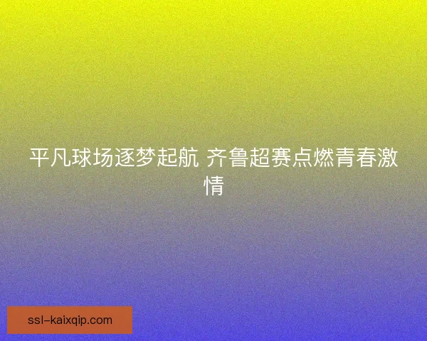 平凡球场逐梦起航 齐鲁超赛点燃青春激情